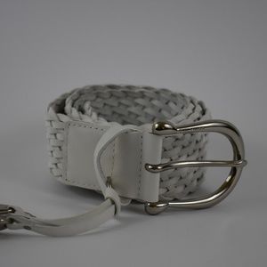 Michael Kors White Braided Genuine Leather Belt